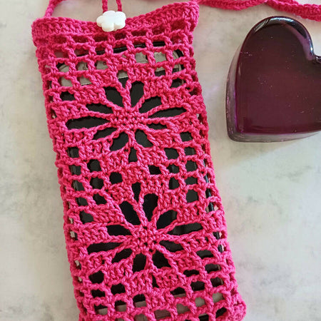 Hot Pink Mesh Phone Bag