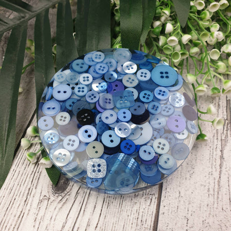 Coasters - BLUE - Buttons & Resin Mix - Drink Mug Glass - Paperweight - SINGLE