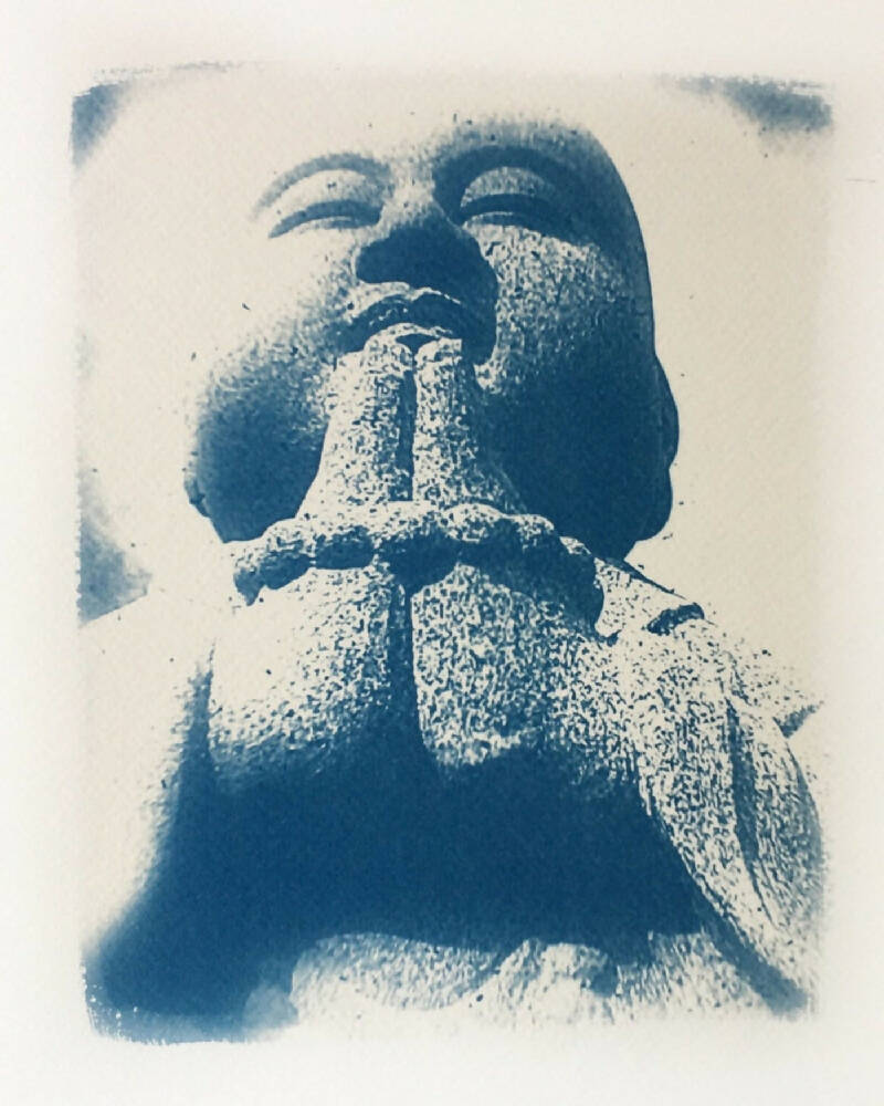 Buddha Print, Original Cyanotype, 8x10 inches, Buddhism Art Print