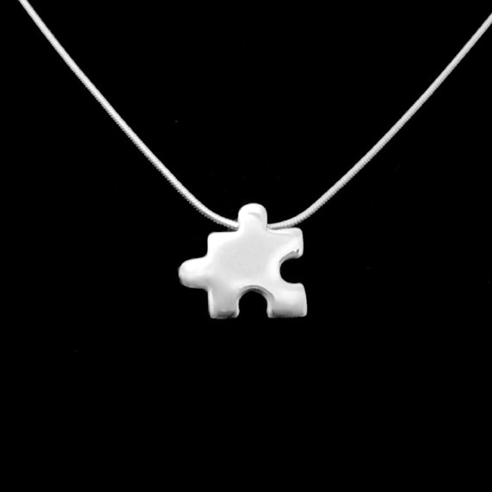 jigsaw sterling silver pendant black sml