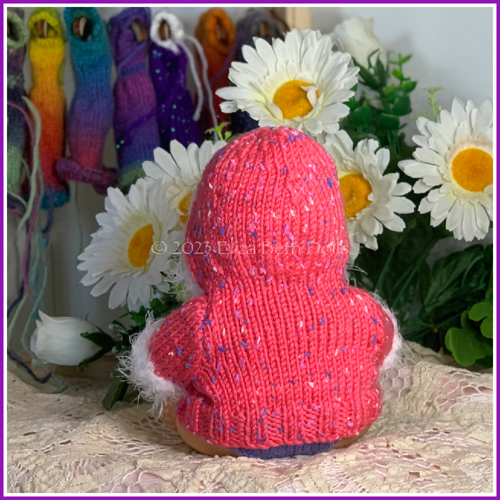 Miniland 21cm Doll clothes, PDF digital pattern, Easy Knit Hoodie