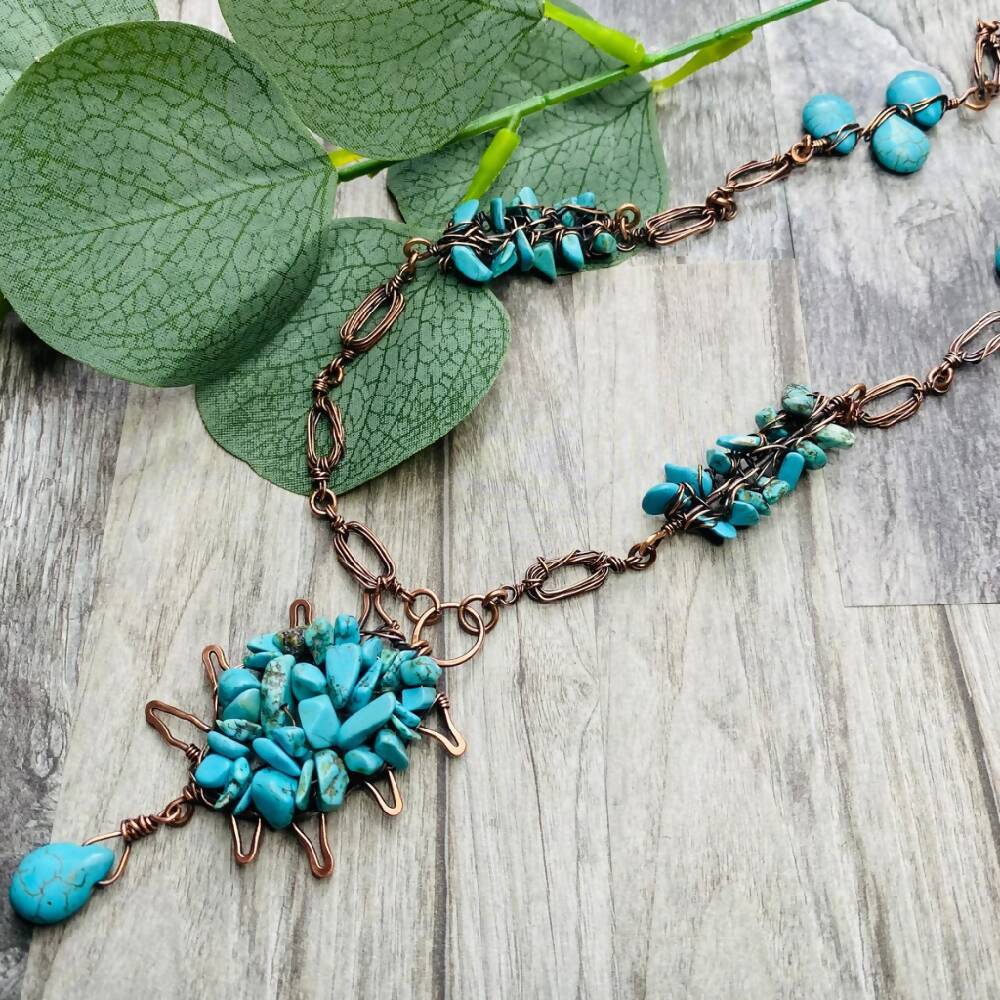 Turquoise Magnasite Gemstone Necklace/Pendant