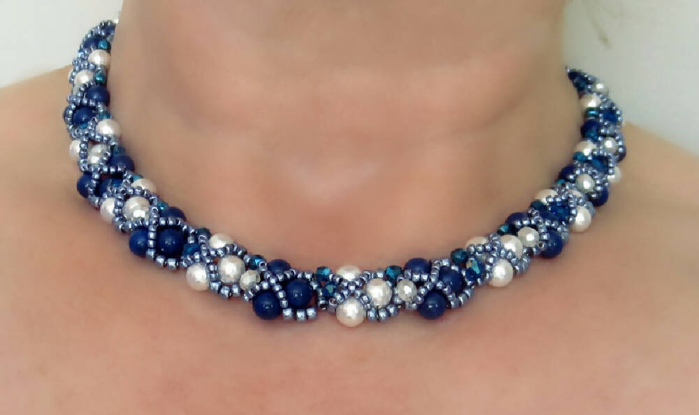 Swarovski Crystal Pearl Triad Necklace and Bracelet Set