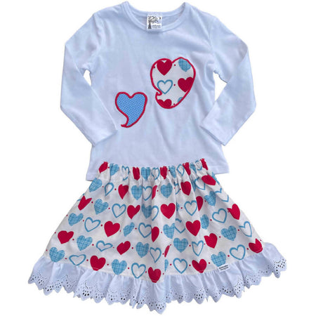 Girls Heart Long Sleeve Top & Skirt Outfit | Size 1