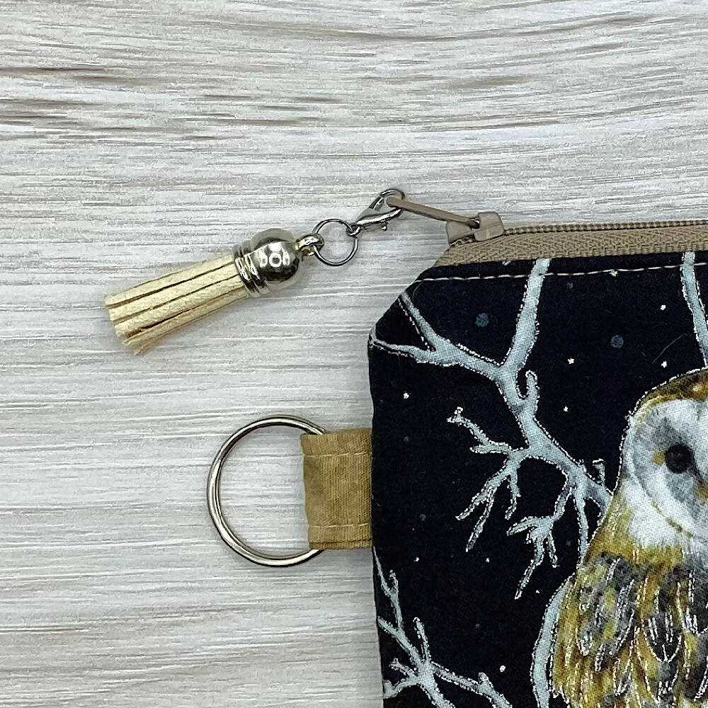 Owls Zip Pouch (21cm x 16cm) Fully lined, lightly padded