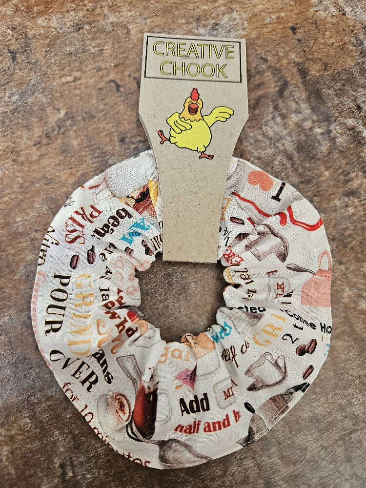 Handmade Hair Scrunchie Coffee Flavoured Design