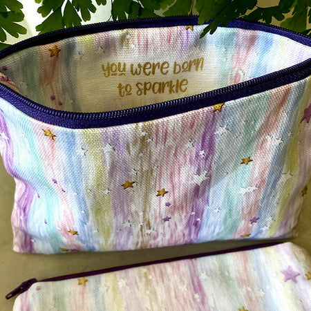 Zipper Purse - Pastel Stripes and Sparkling Star with secret message inside #8