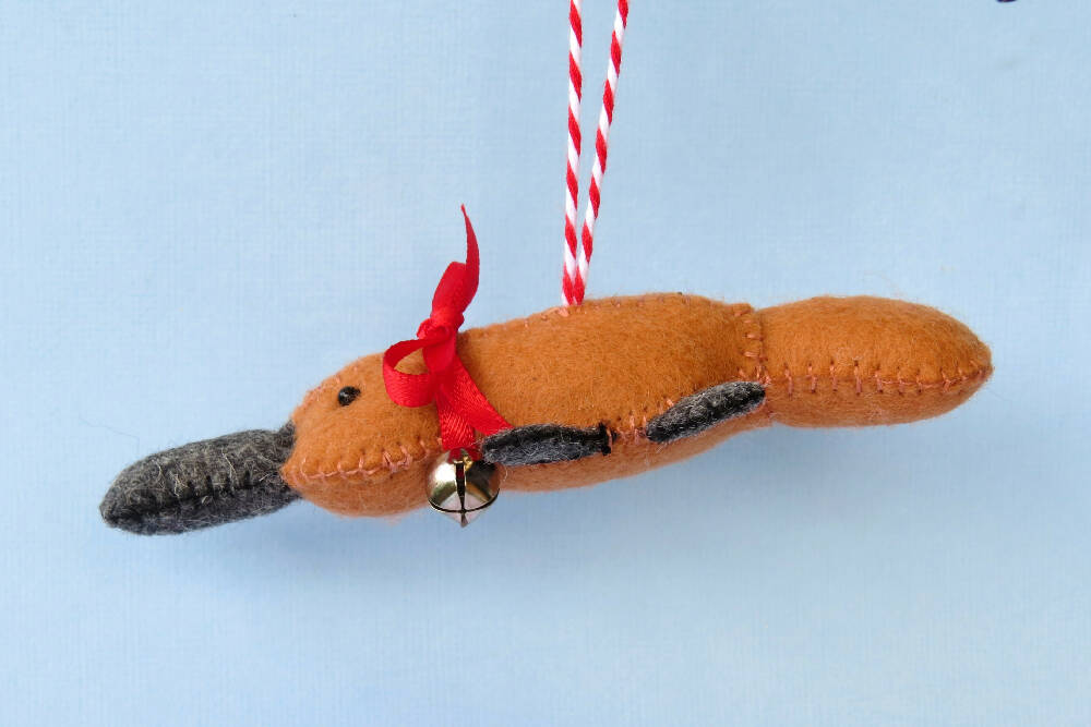 Christmas Ornament - Platypus - Wool Felt Decoration