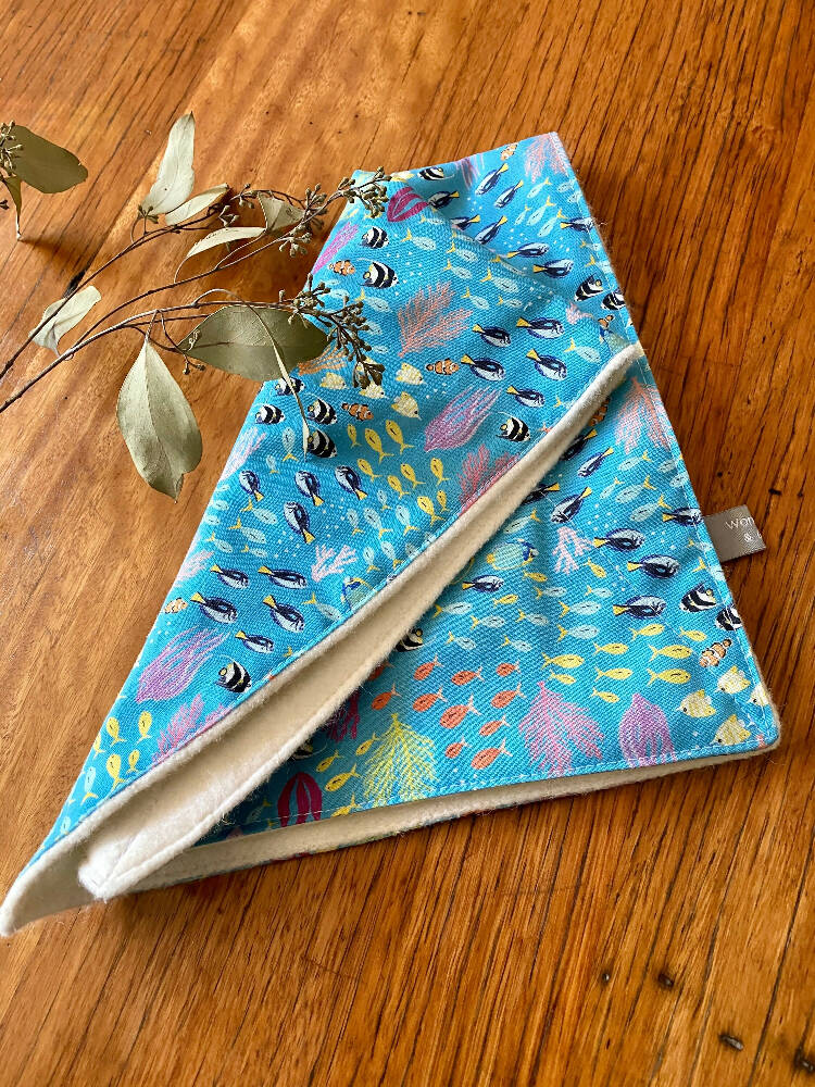 burp cloth - Australian tropical fish / organic cotton hemp