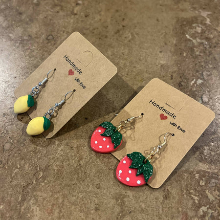 2 pairs dangles earrings Lemon and strawberries
