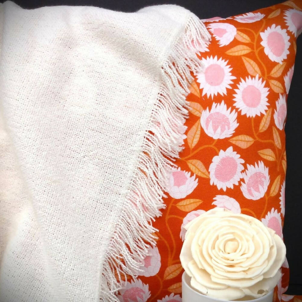Native floral cushion covers-orange and pink