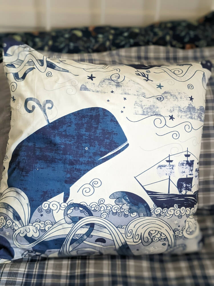 Whale cushion blue- baby nursery