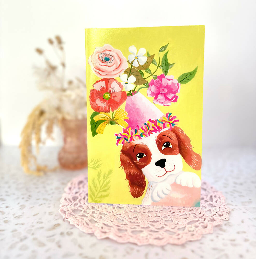 Happy Birthday Party Puppy Print Greeting Card