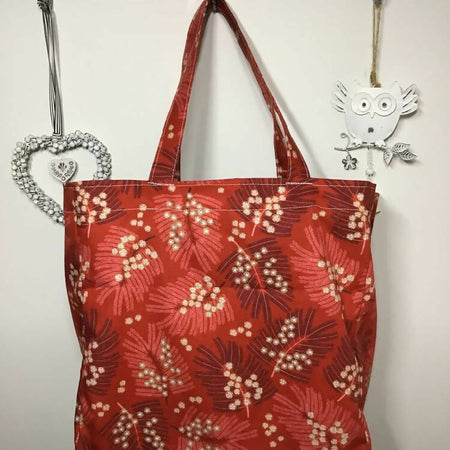 Raspberry Wattle Canvas tote bag - wide base