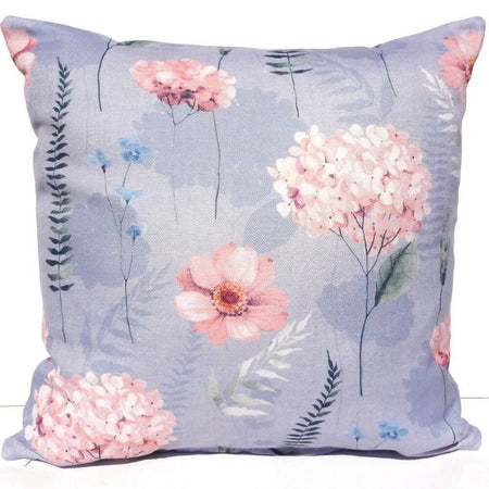 Blue floral cushion cover-Hydrangea throw pillow.
