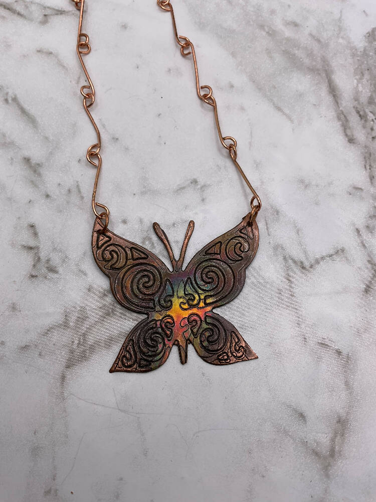 Copper Butterfly Pendant & Chain