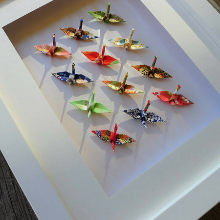 Framed Special occasion gift - Multi Cranes - for good luck