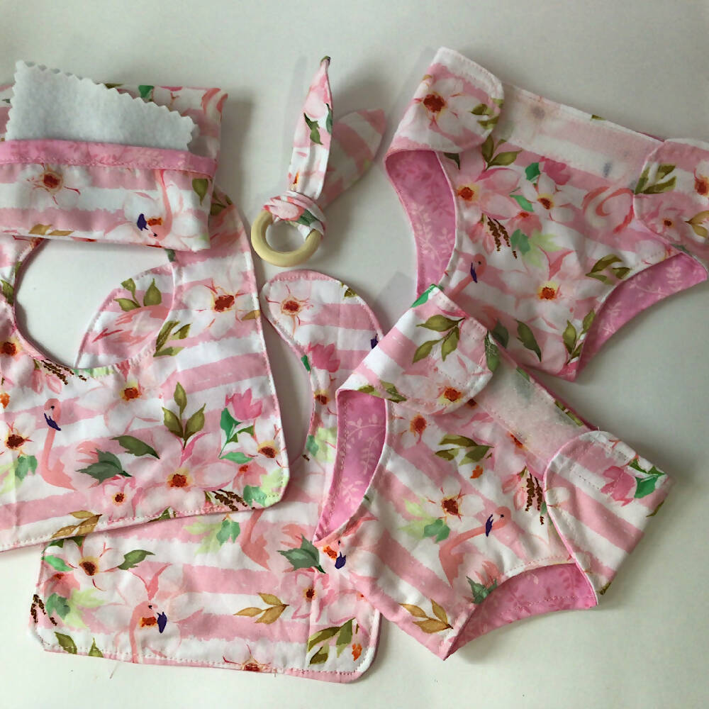 Nappy Bag and accessories for Baby Doll - pink flamingo #1