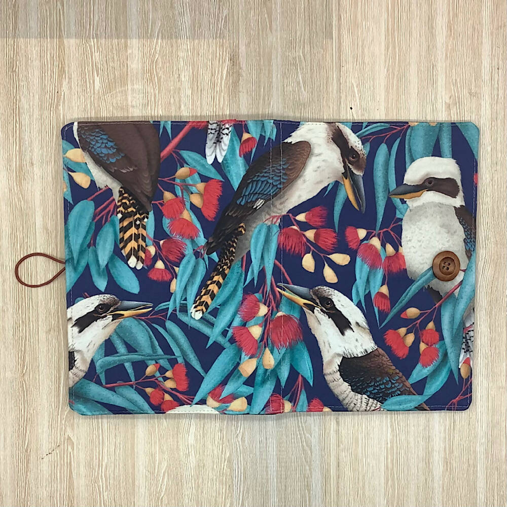 Kookaburra refillable A5 fabric notebook cover gift set -Incl. book and pen.