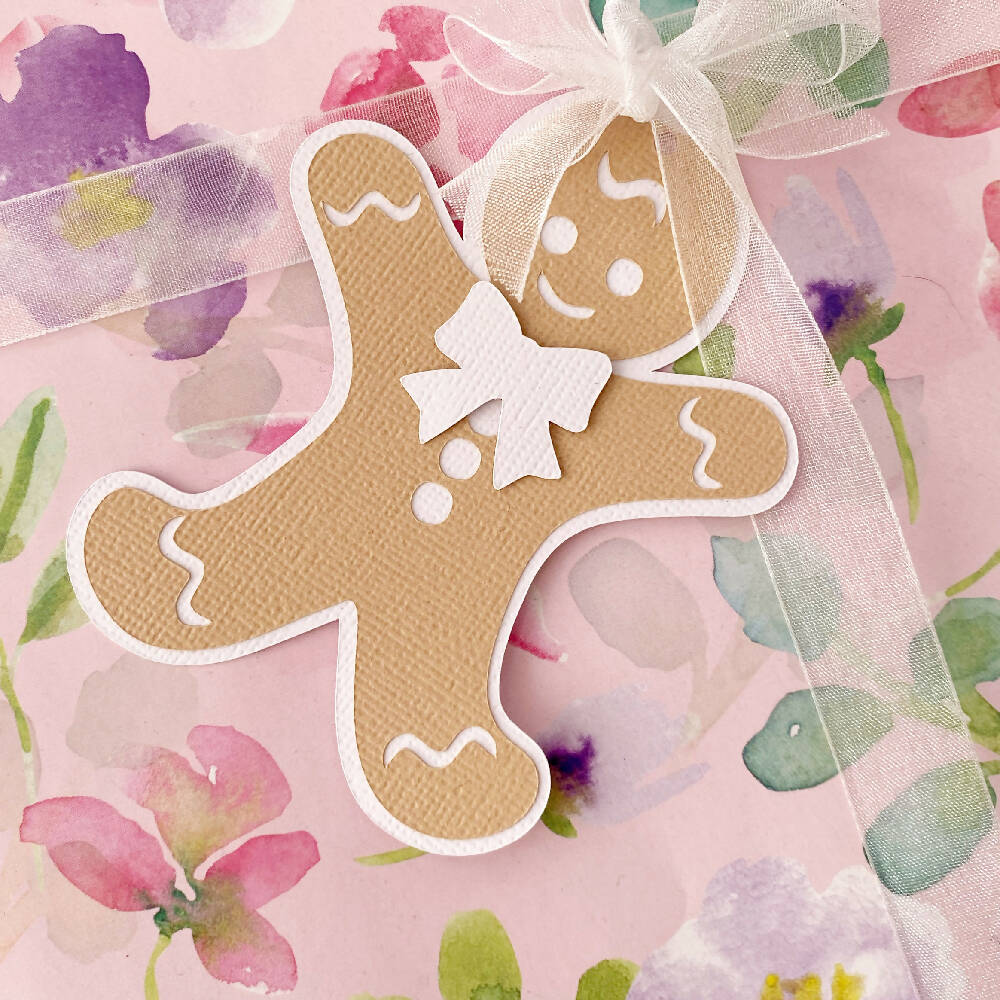 Gingerbread man gift tags, Christmas gift wrapping.