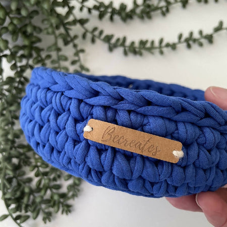 Crochet handmade basket - Cobalt Blue Small