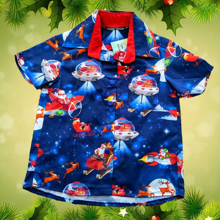 Xmas Shirt, Boys, Santa in Space, Size 0