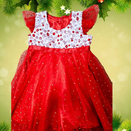 Xmas, Girls Tulle Dress, Red and Silver, Size 1, 3, 8