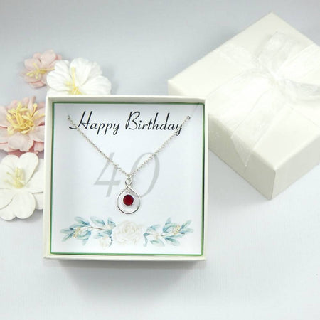 Personalized 40th Gift Necklace,40th Gift on Card