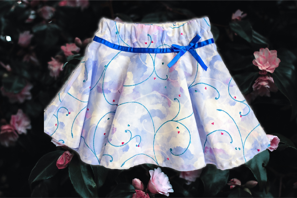 Girls Twirl Skirt, Pale Blue Swirl, Size 1