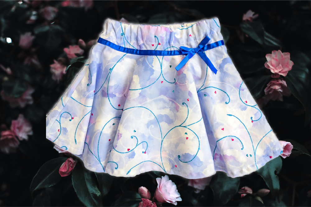 Girls Twirl Skirt, Pale Blue Swirl, Size 1, 5.