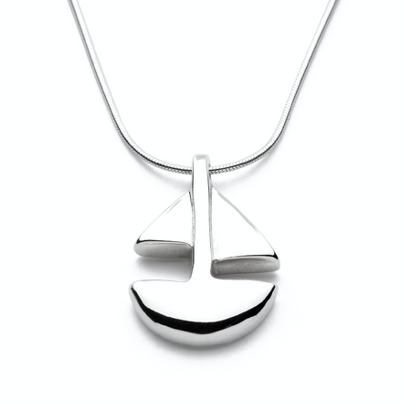 Sailboat - Handmade Sterling Silver Pendant with Snake Chain