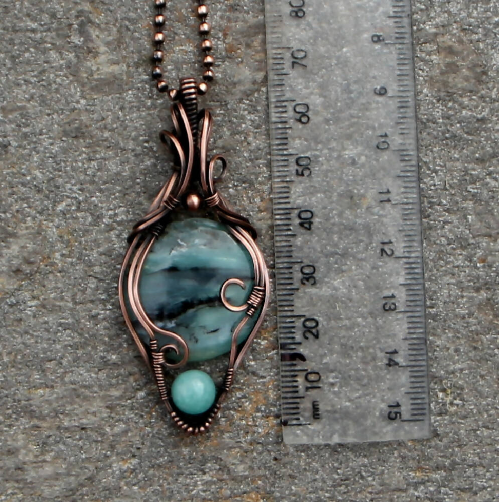 Peruvian Blue Opal and Amazonite with Copper chain
