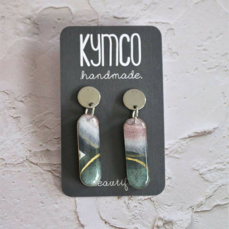 Watercolour Collection | Resin Dangles Earrings| Muted blues, mauve, greens