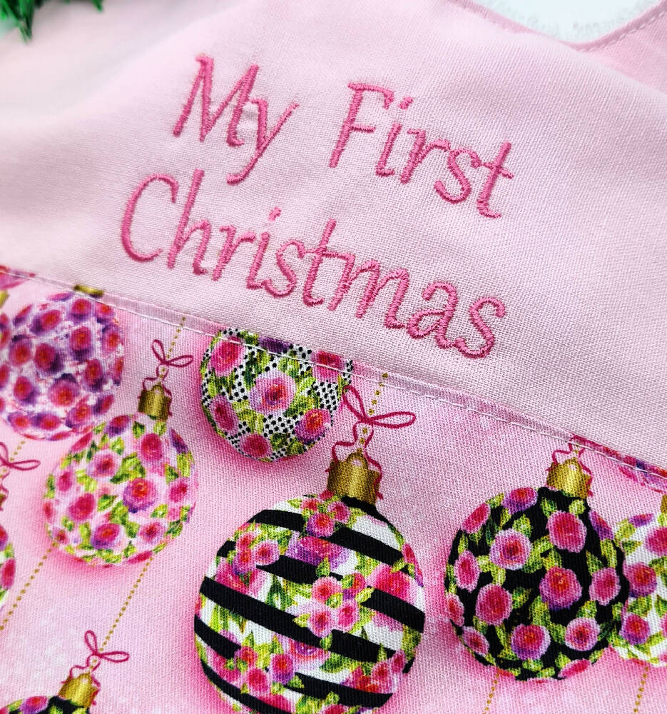 My First Christmas Baby Girl Bib Personalised Gift