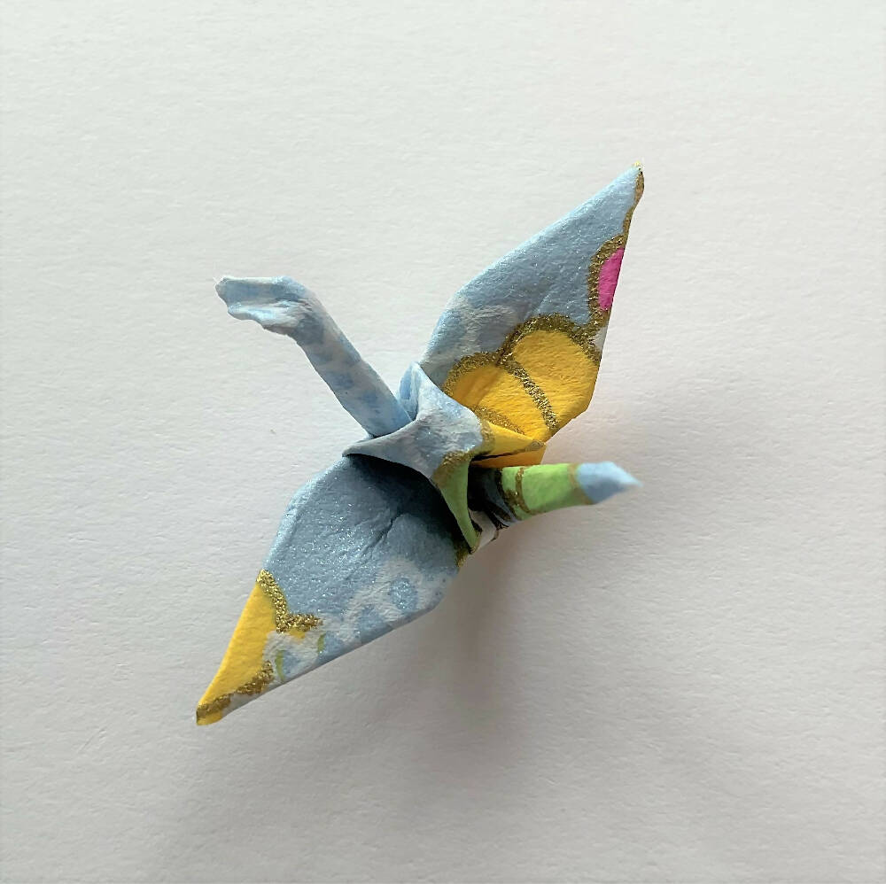 blue chrysanthemum crane - marion nelson art