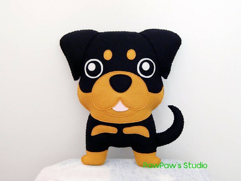 Rottweiler Plush - Softie - Dog - Wool Felt