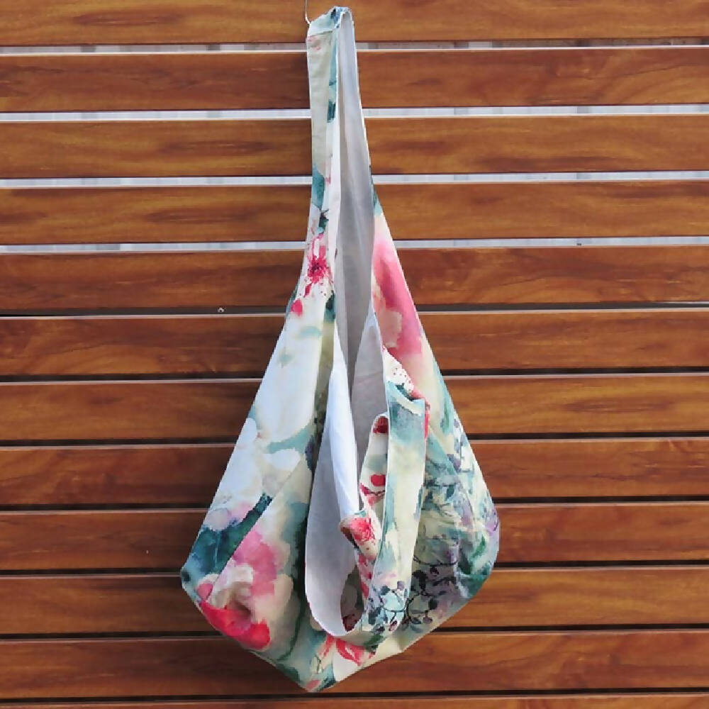 Market Bag, Tote, Carry All - Floral Print - Reversible