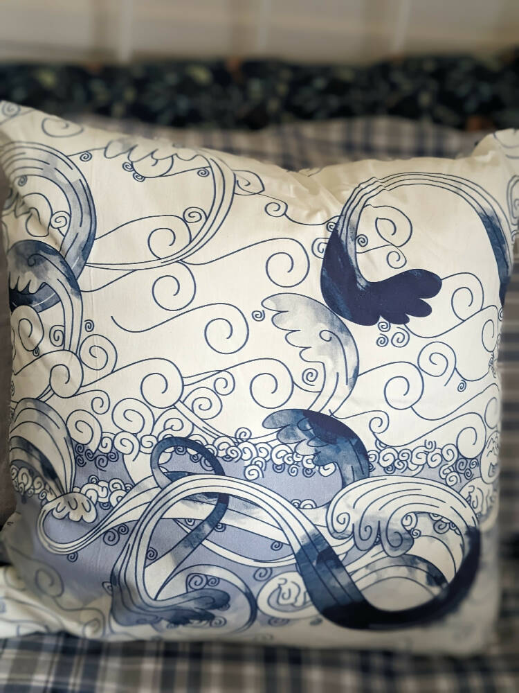 Whale cushion blue- baby nursery