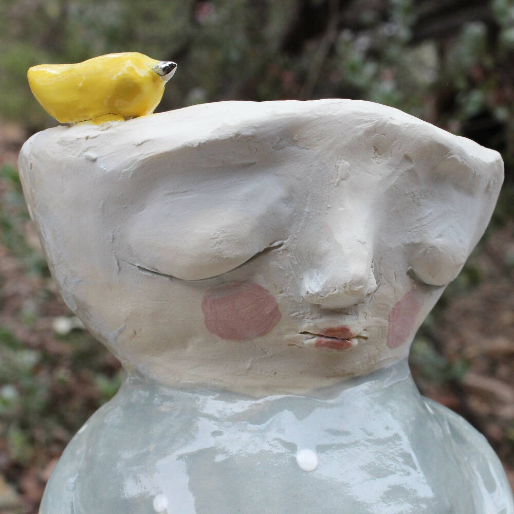 clay Grey and yellow ceramic tealight holder pottery candle