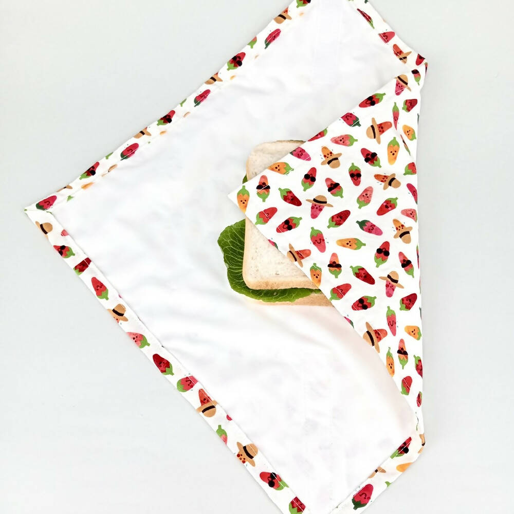 Sandwich Wrap (Reusable) - Hot Chilli Peppers on Ivory