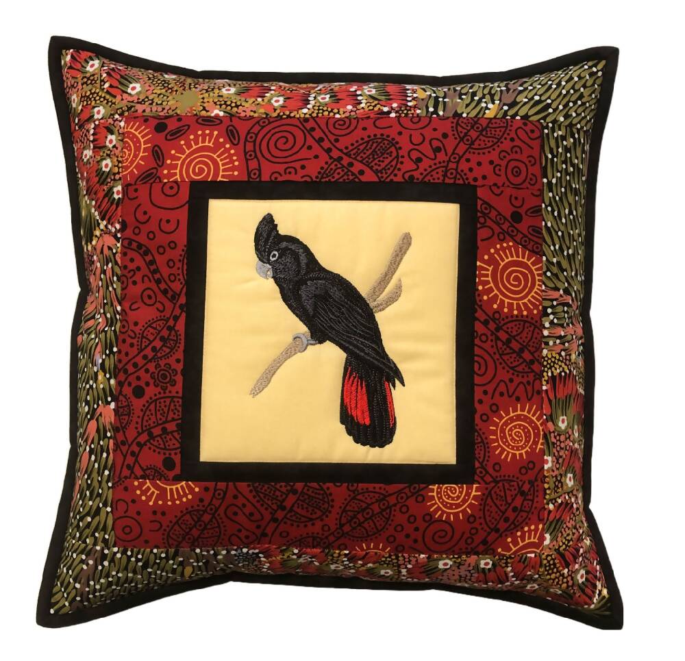 handmade Australian native quilted - RED TAILED BLACK COCKATOO