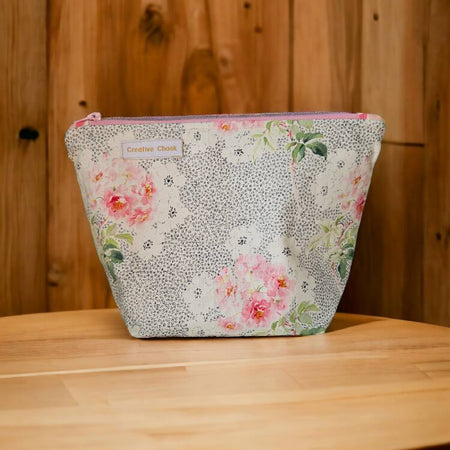 Floral Cosmetic, Make-up Zippered Pouch