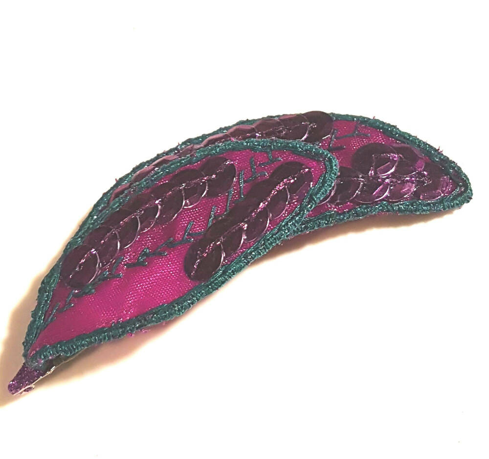 Brooch shawl hat pin, Hand embroidered with sequins.