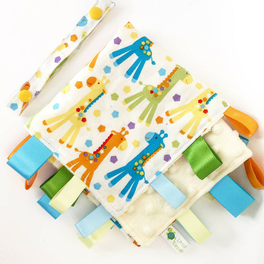 GIRAFFES ALL OVER Security Blanket Taggie / Taggy Toy Comforter