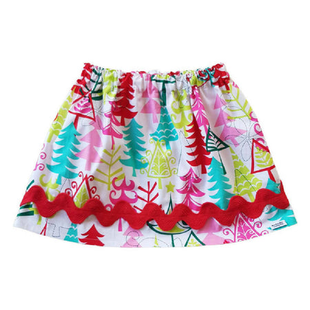 Funky Christmas Tree Cotton Skirt | Size 1 or Size 2