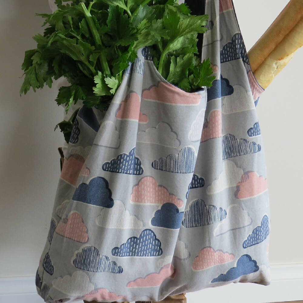 Market Bag Tote - Clouds/Denim - Reversible - Hold All