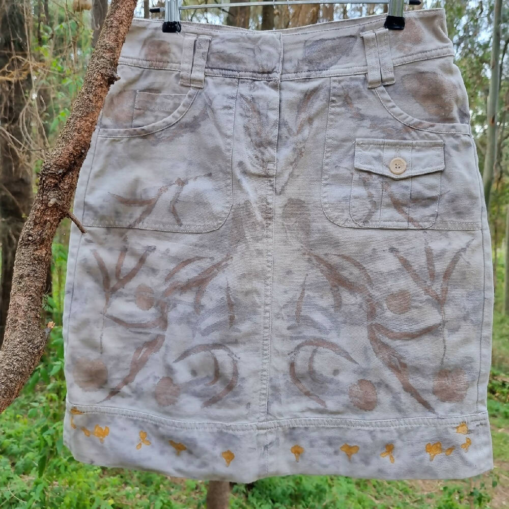 Skirt - Botanically Printed - Upcycled - Size 8 - Wearable Art