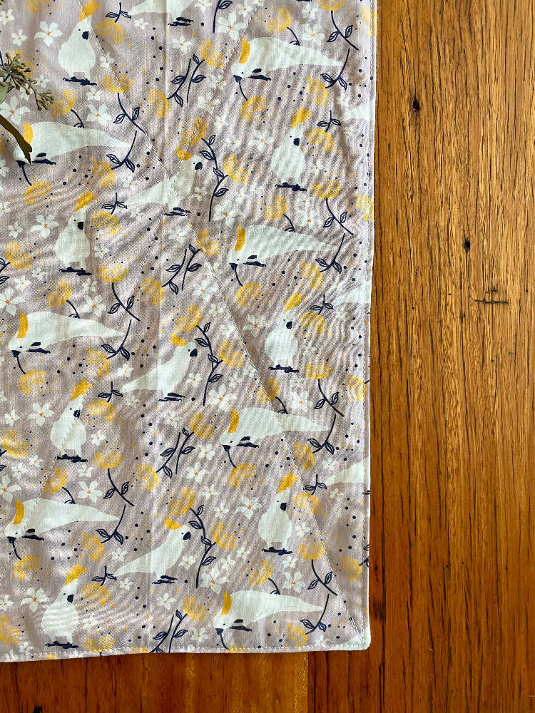 burp cloth - Australian cockatoos grey / organic cotton hemp / eco friendly