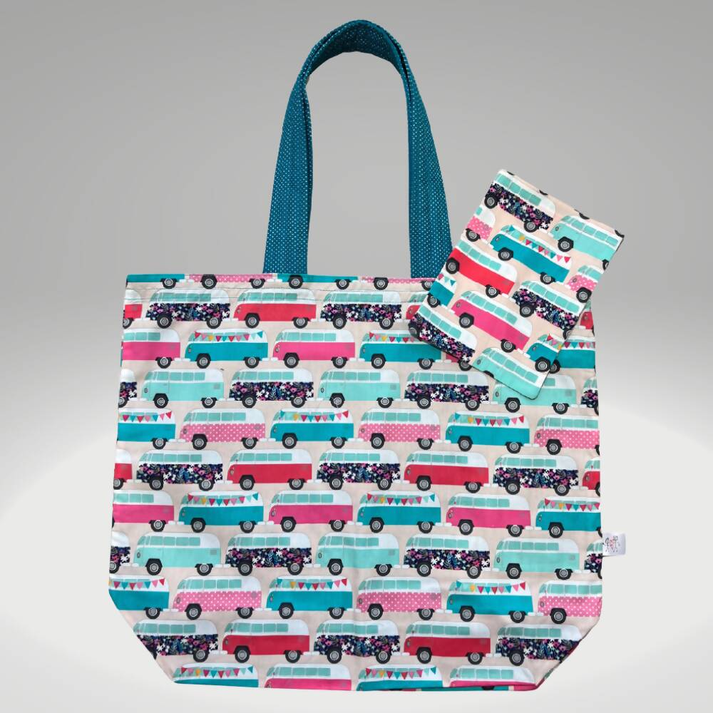 Grocery Tote .. Lined with storage pouch.. Kombi