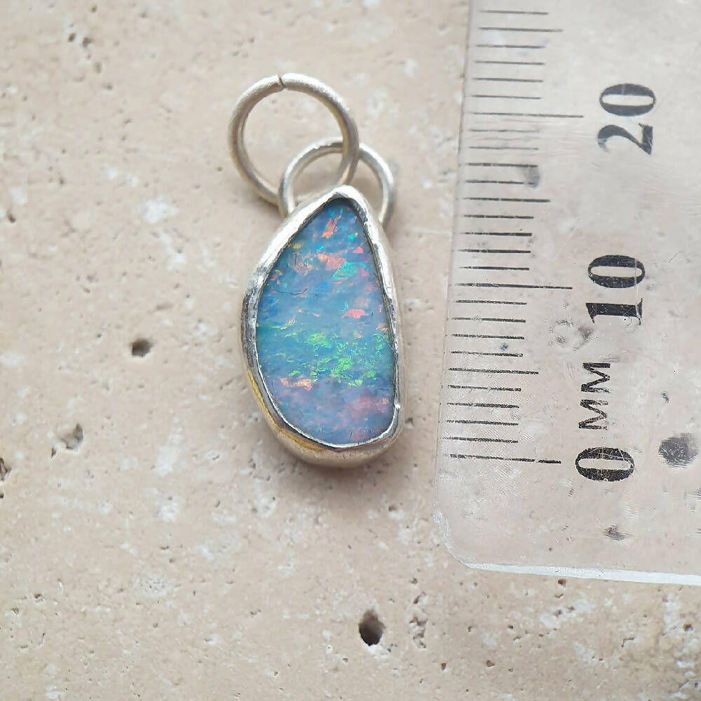 Handmade sterling silver Australian opal doublet pendant, unique, fun, colourful, jewellery